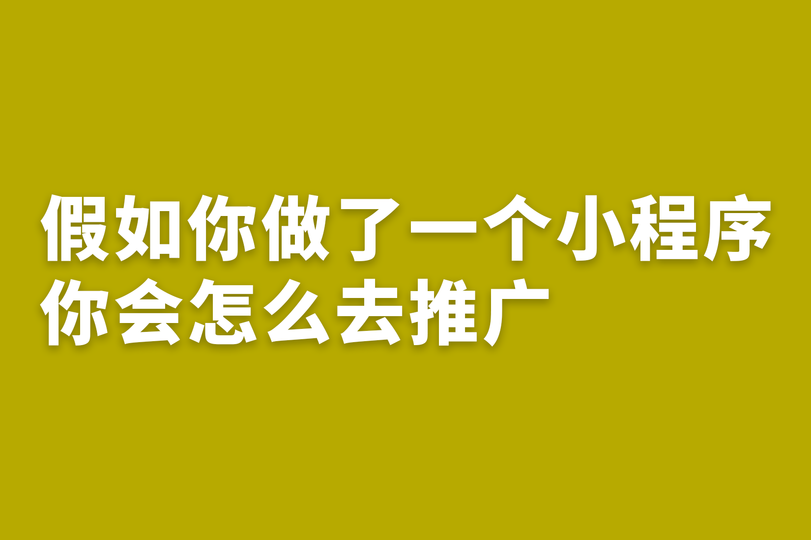 惠州假如你做了一个小程序你会怎么去推广？